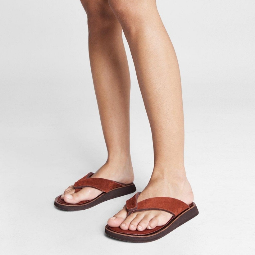 Rag & Bone Parker Thong Rust Suede Size 7